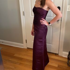 Bill levkoff dark purple bridesmaid dress